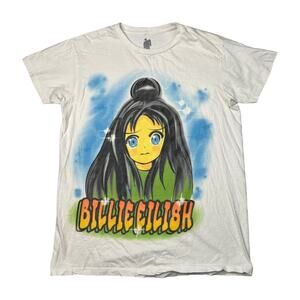 Billie Eilish 2019 Airbrush Portrait Concert Tee T-Shirt White Adult L Large